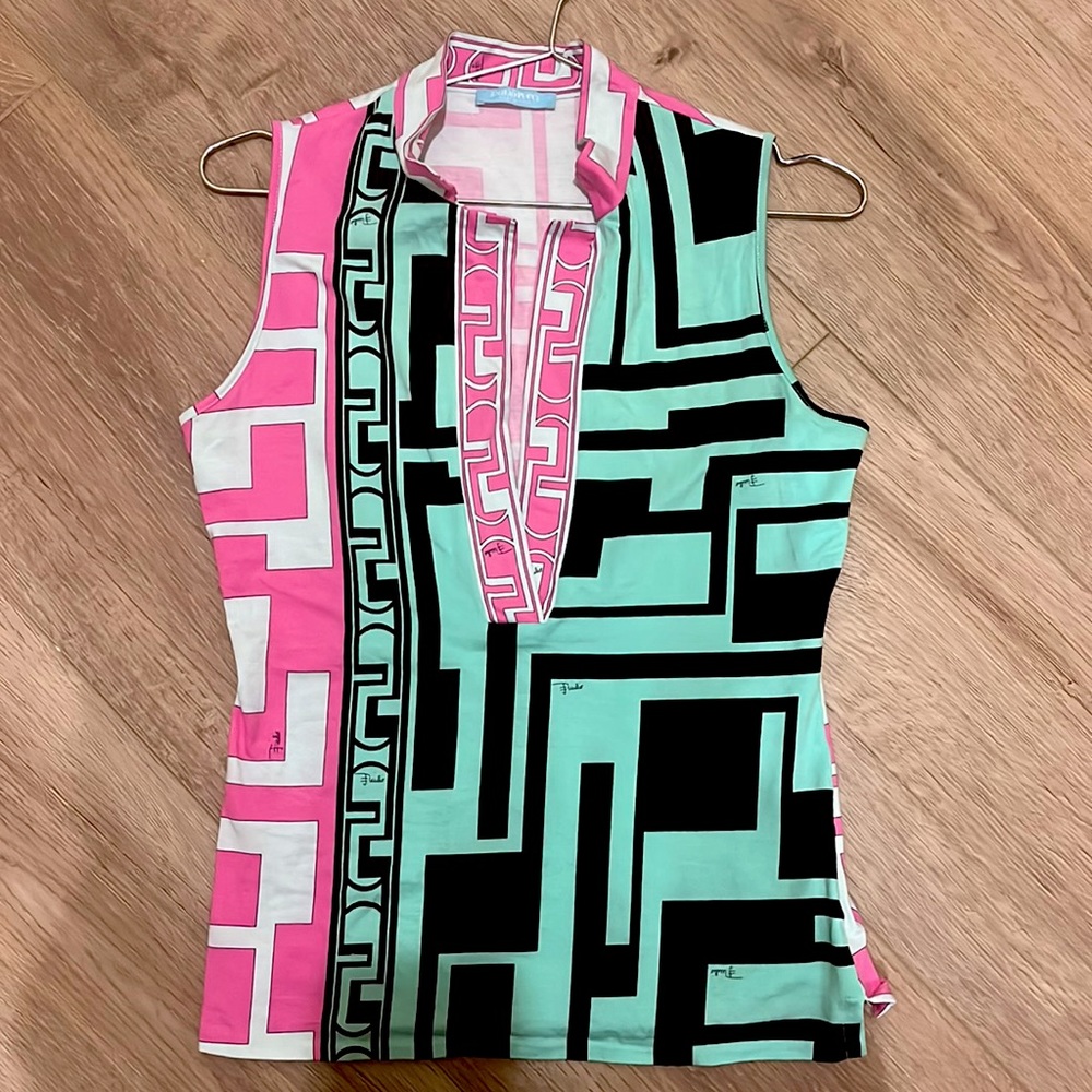 Emilio Pucci printed tank top V-neck sz Small